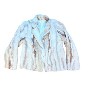 Polished & Poised Women's XL Faux Fur Jacket Striped Cozy Warm Outerwear Mobwife